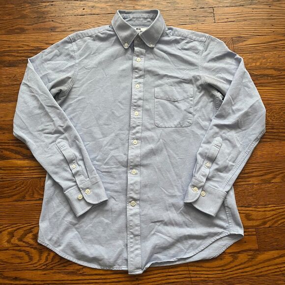 Uniqlo Men's S Slim Fit Light Blue Oxford Button Down Long Sleeve Shirt - Picture 1 of 5